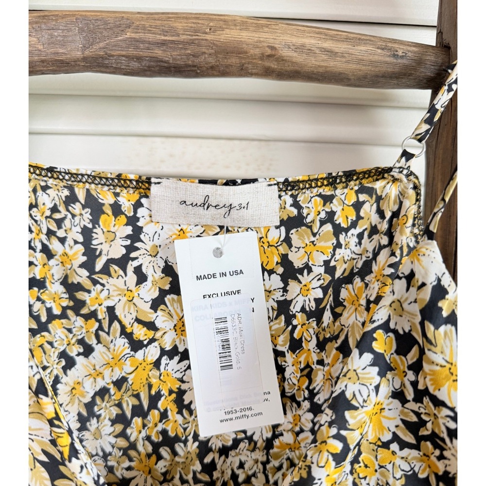 Audrey 3+1 Maxi Dress Small Black Gold Floral ADR Maxi Dress - Picture 5 of 5